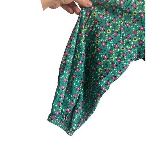 Matilda Jane Green Floral Smocked Waist Tiered Midi Dress Womens Size Large - Picture 4 of 6